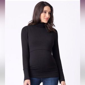 Black Maternity and Nursing Roll Neck